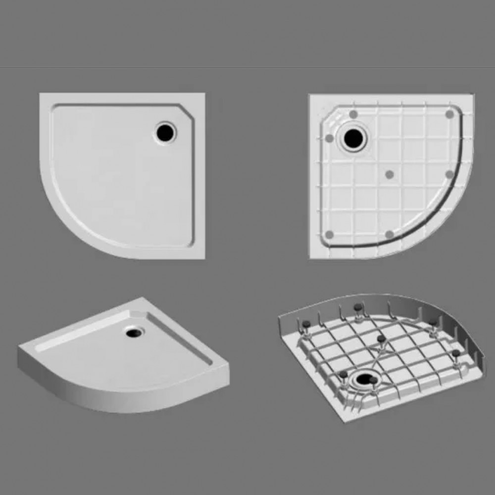 Wellis Cădiță de duș curbata înaltă din SMC 80x80x14 cm, alb