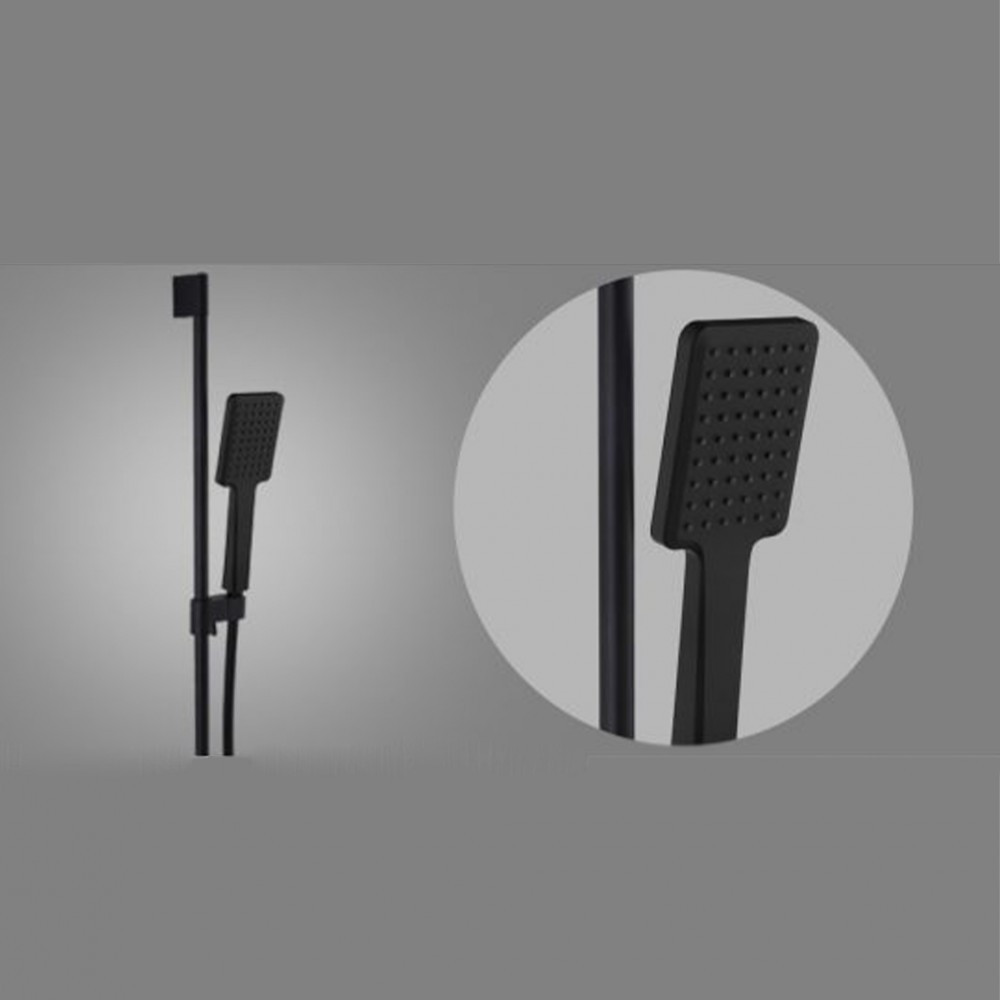 Set duș de mână cu bară Wellis Mamba, negru mat, 70 cm