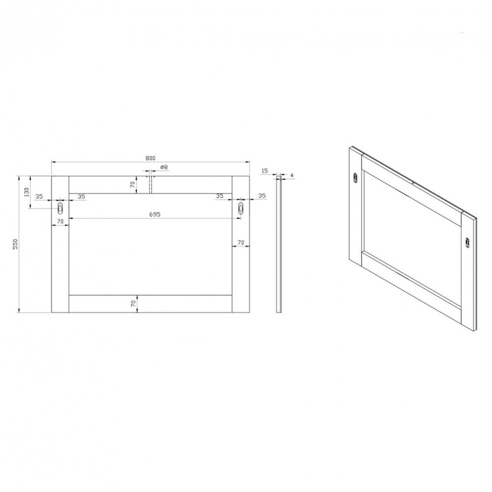 Oglindă de baie Wellis Nina 80, montaj pe perete, 80x55 cm, suport MDF