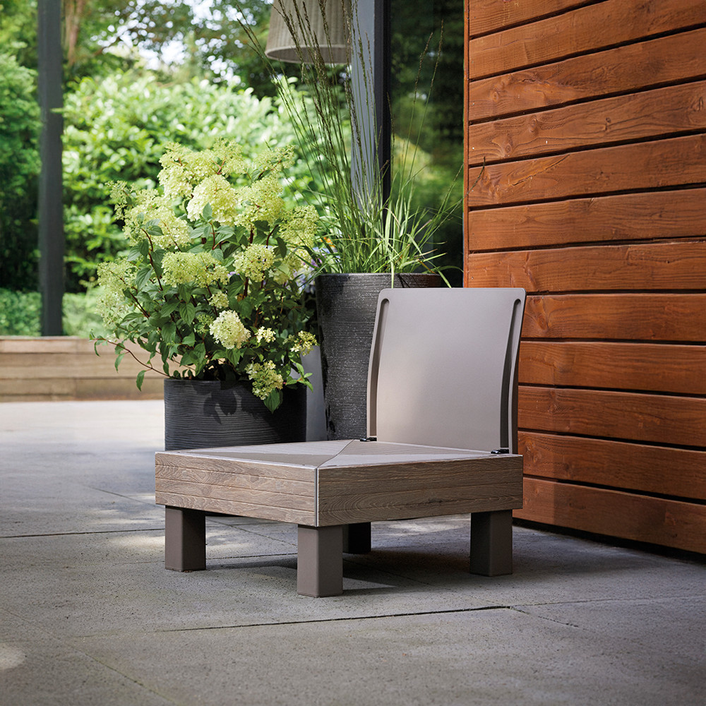 Canapea de grădină Curver Elements Signature, 1 loc, finisaj DecoCoat efect frasin