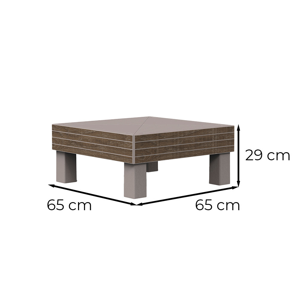 Masă de grădină Curver Elements Signature 65x65 cm, aspect nuc, fără pernă