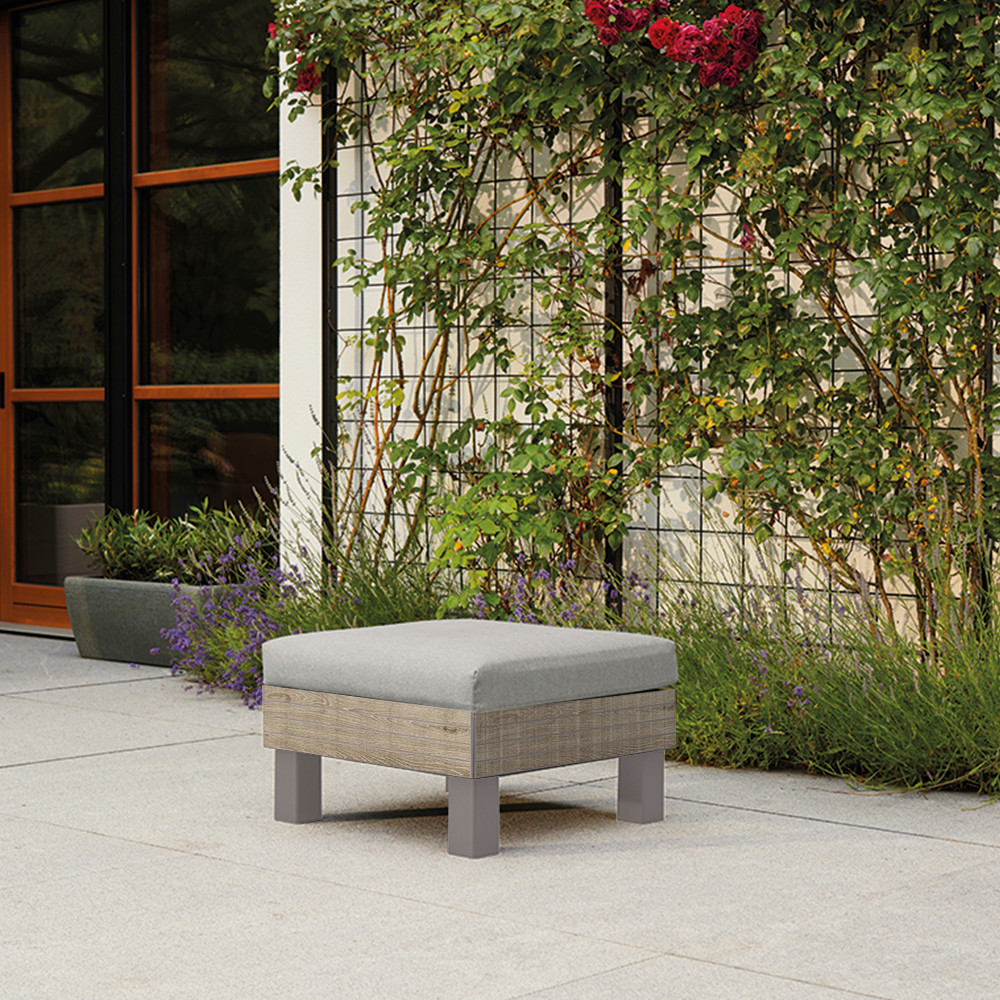 Masă de grădină Curver Elements Signature pliabilă, efect lemn frasin, 65x65 cm