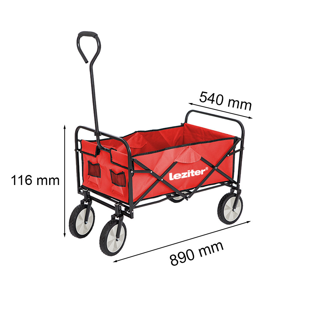 Cărucior de plajă pliabil Leziter pentru grădină, 80 kg, roșu