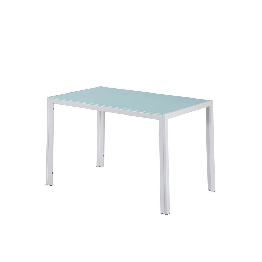 Set dining Leziter Liva 4+1 alb-gri cu masă din sticlă și 4 scaune