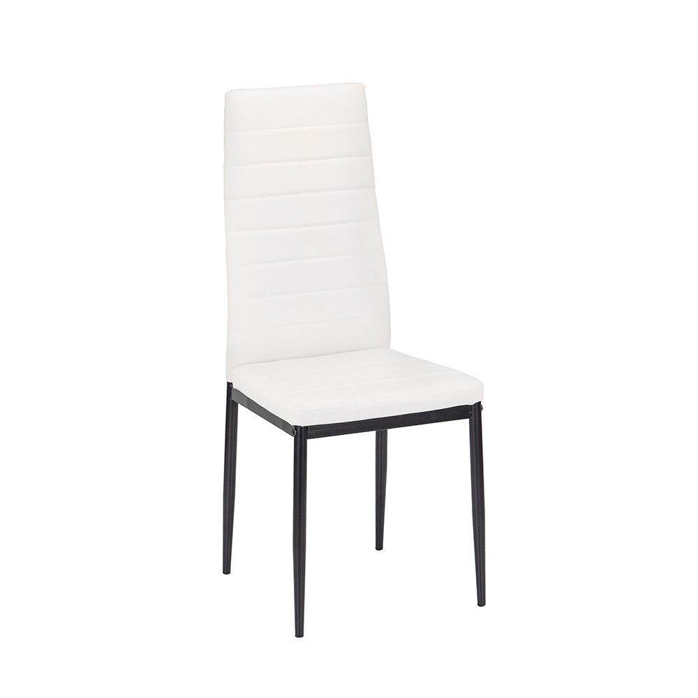 Set dining Leziter Mabel 4+1 alb-negru, masă cu sticlă securizată și 4 scaune