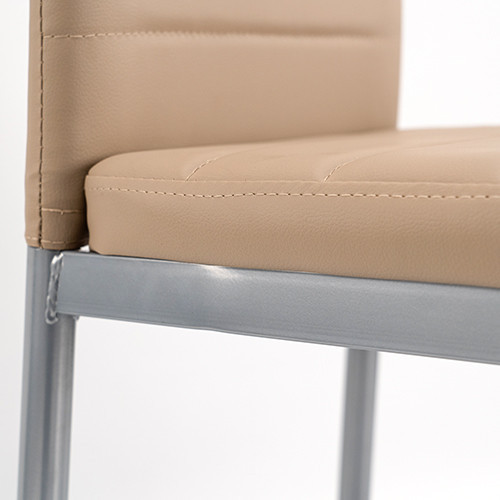 Set dining Leziter Midland 4+1, masă cu sticlă securizată și 4 scaune bej-gri