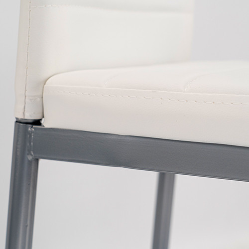 Set dining Leziter Midland 4+1, alb-gri, masa sticla securizata 120x70