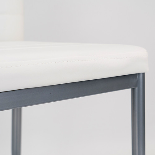 Set dining Leziter Midland 4+1, alb-gri, masa sticla securizata 120x70