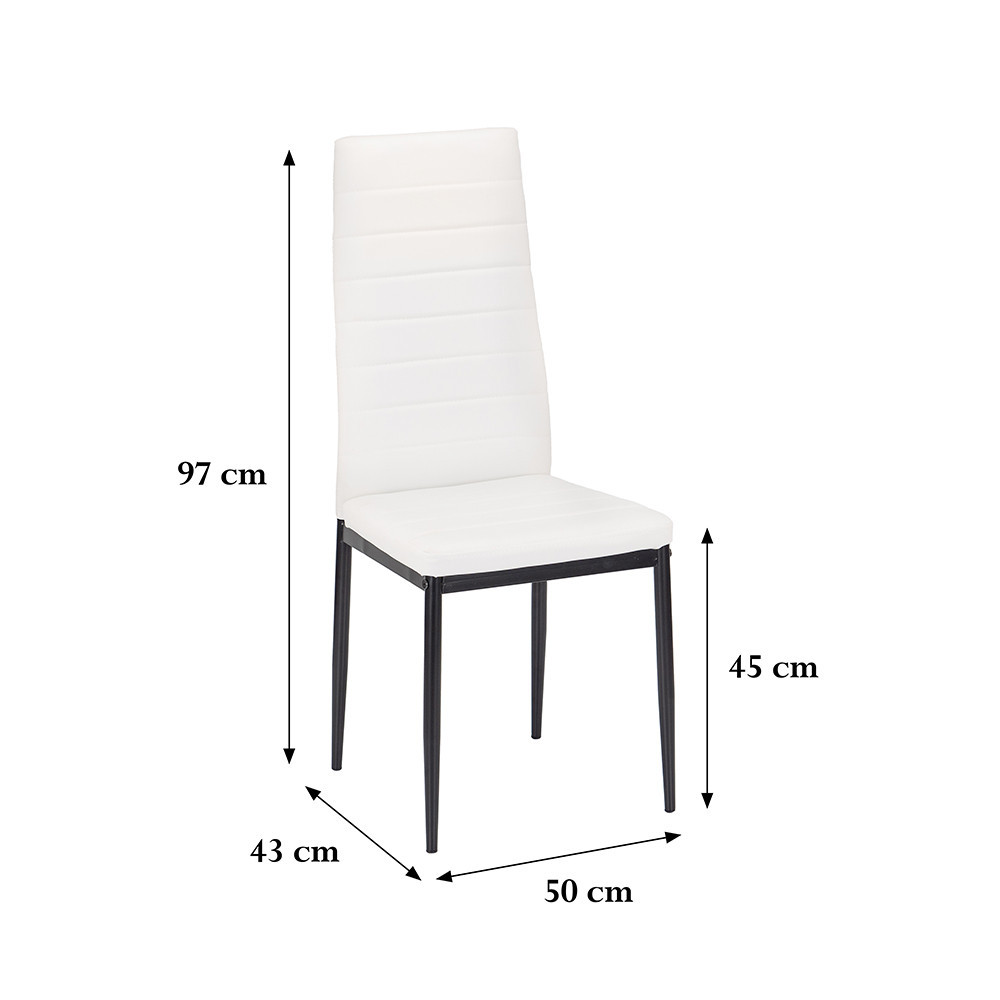 Set dining Leziter Midland 4+1, alb-negru, masă sticlă 120x70 cm