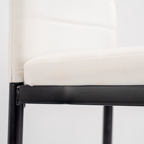 Set dining Leziter Midland 4+1, alb-negru, masă sticlă 120x70 cm