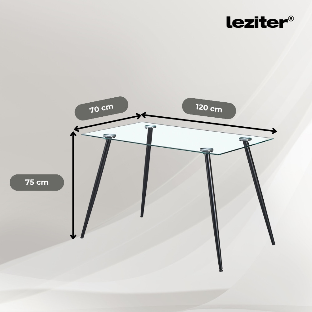 Set dining Leziter Milo 4+1 negru-bej, masă din sticlă 120 cm și 4 scaune