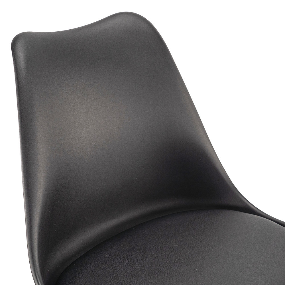 Set dining Leziter Nuvia 6+1 alb-negru cu masă din sticlă și 6 scaune