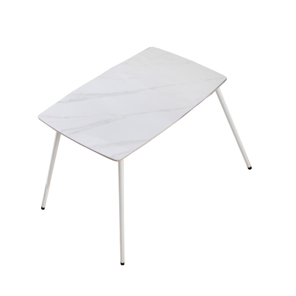 Set dining Leziter Ravena 4+1 alb-gri cu masă din piatră sinterizată