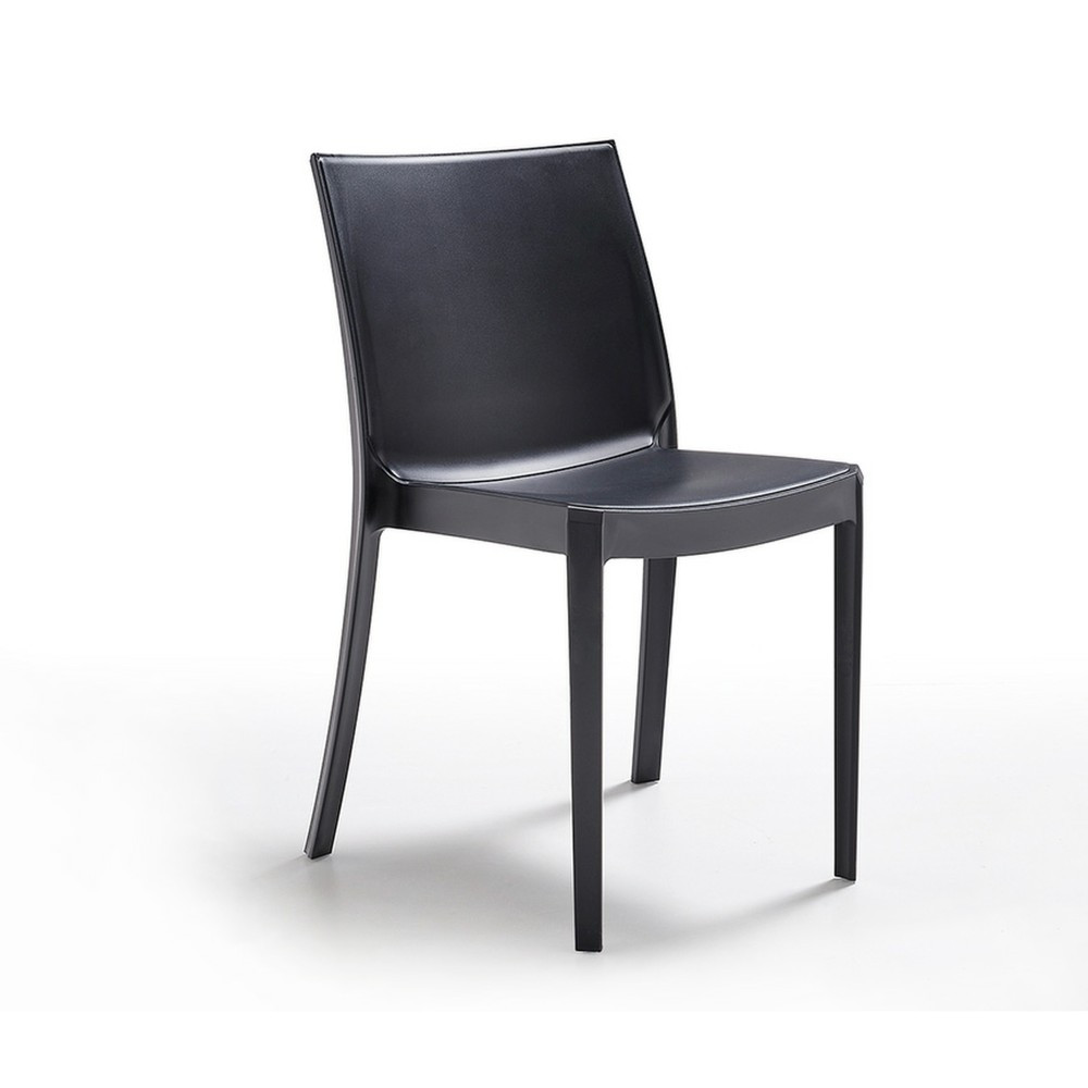 Scaun de grădină Pirlo Leziter din plastic grafit, rezistent UV, 55x47x82 cm