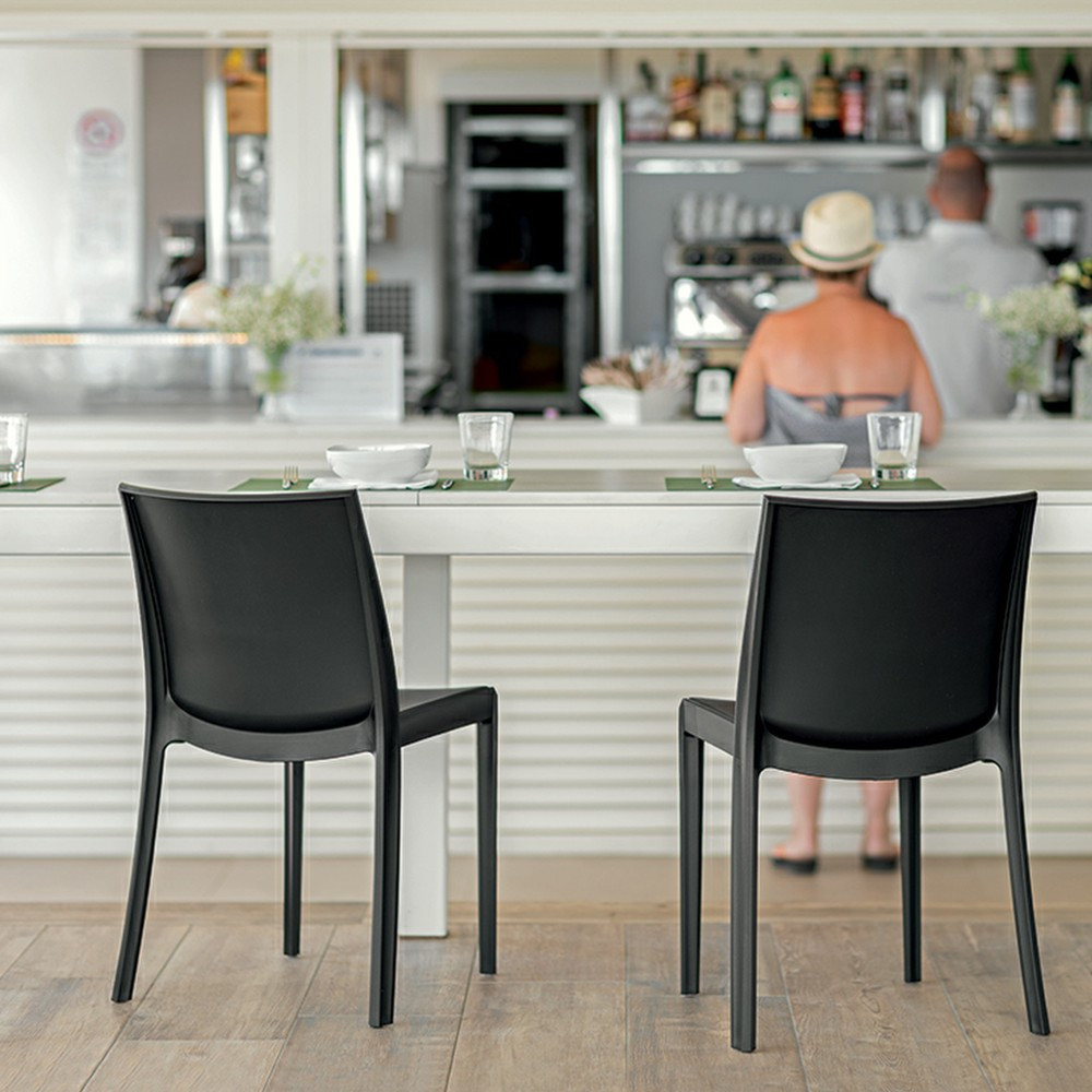 Scaun de grădină Pirlo Leziter din plastic grafit, rezistent UV, 55x47x82 cm