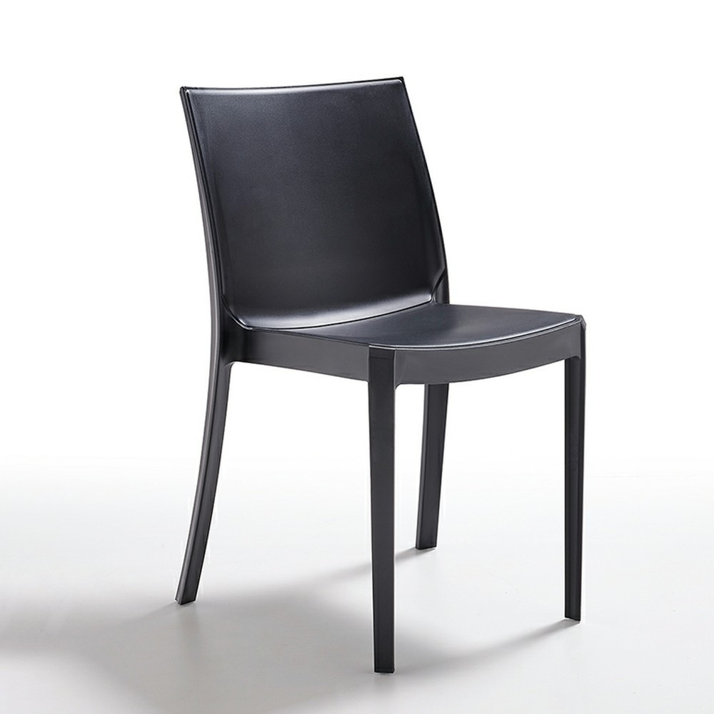 Scaun de grădină Pirlo Leziter din plastic grafit, rezistent UV, 55x47x82 cm