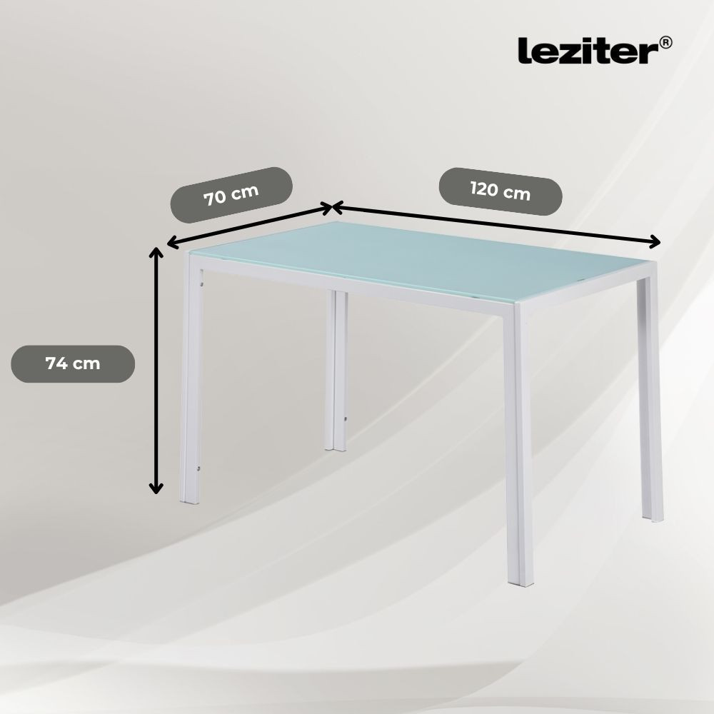 Set dining Leziter Liva 4+1 alb, masă sticlă 120 cm și 4 scaune
