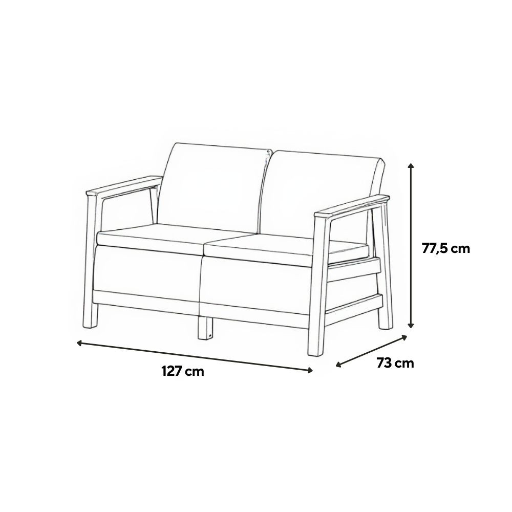 Canapea de grădină Curver Scandi Linea, 2 locuri, gri cenușă-gri deschis