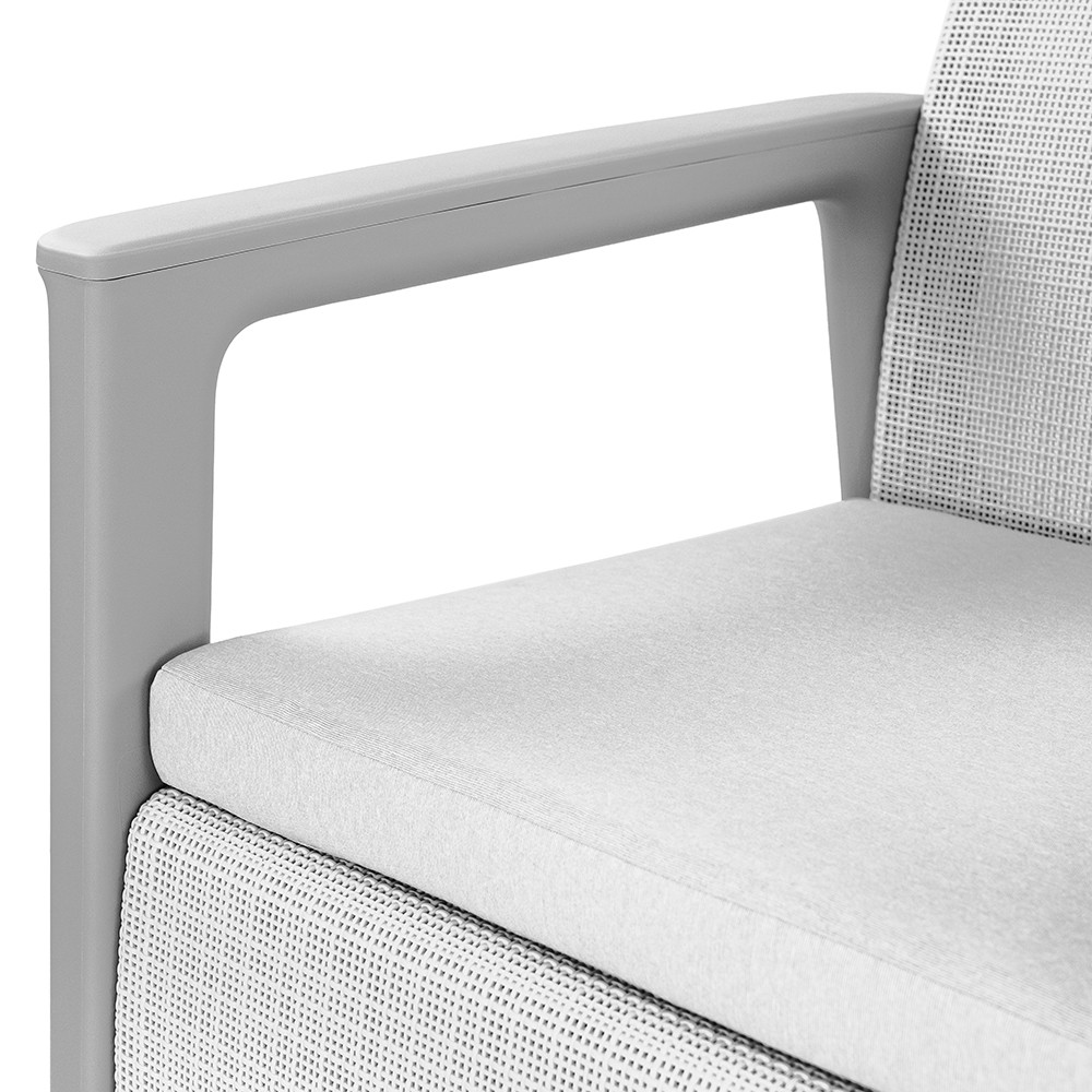 Canapea de grădină Curver Scandi Linea, 2 locuri, gri cenușă-gri deschis