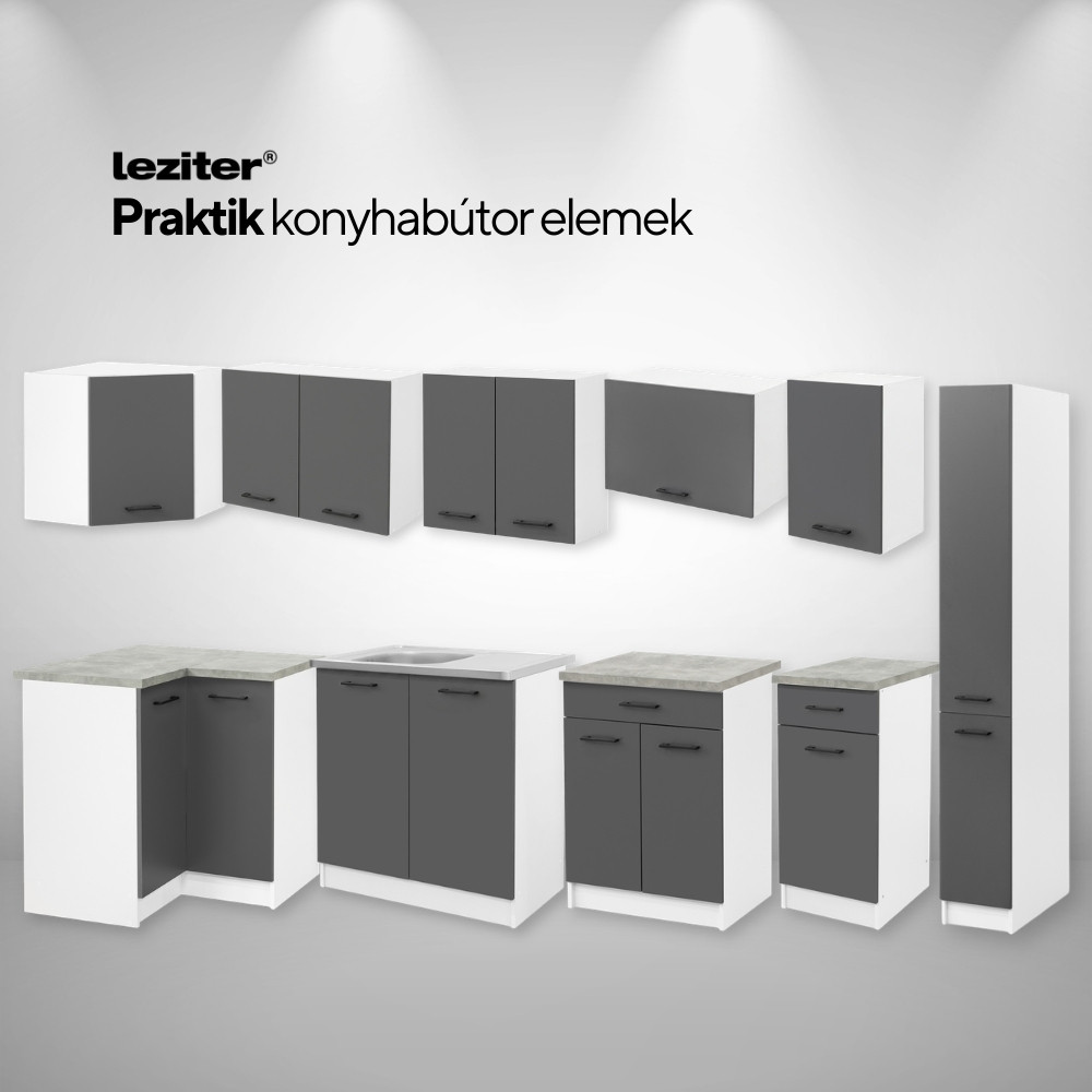 Leziter Praktik 40 unitate de perete 1 ușă, alb-antracit