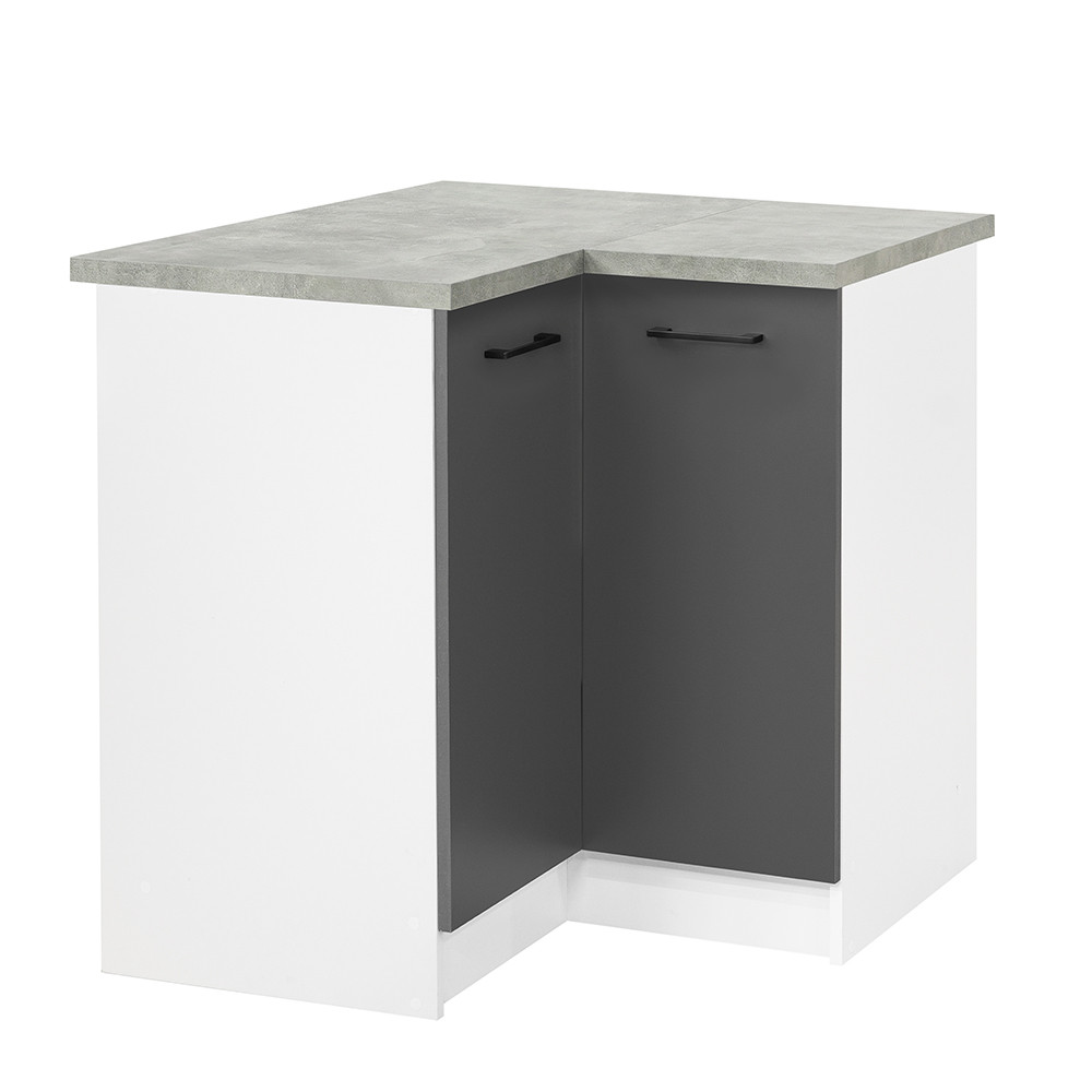 Leziter Praktik 90 dulap colțar inferior 2 uși, alb-antracit