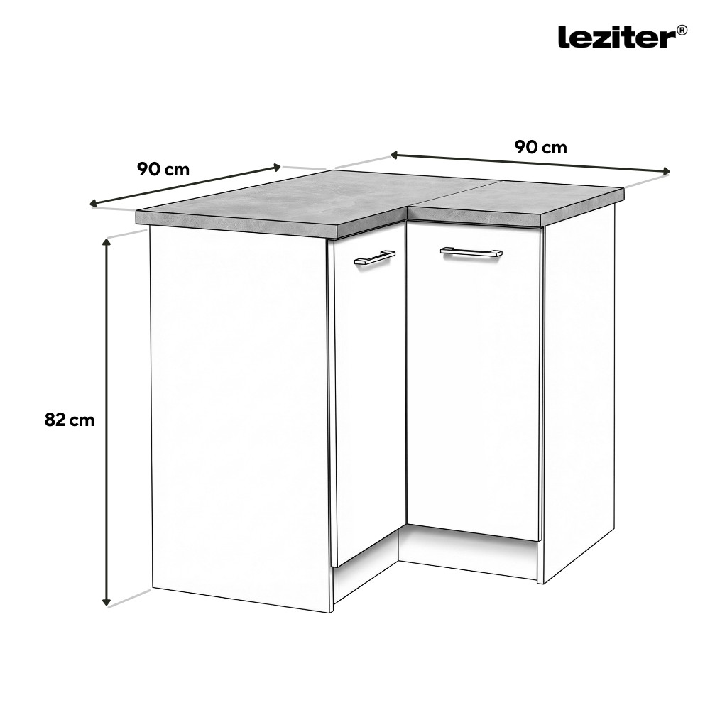 Leziter Praktik 90 dulap colțar inferior 2 uși, alb-antracit