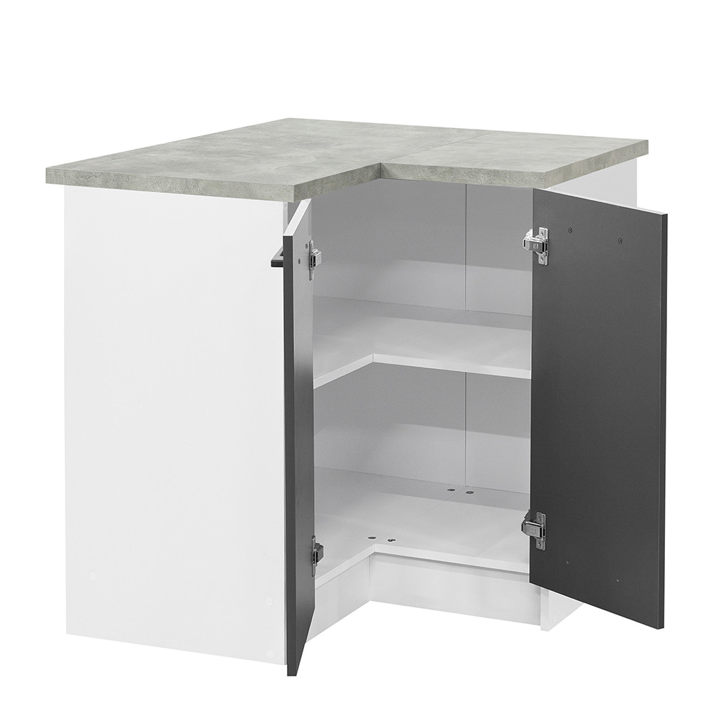 Leziter Praktik 90 dulap colțar inferior 2 uși, alb-antracit