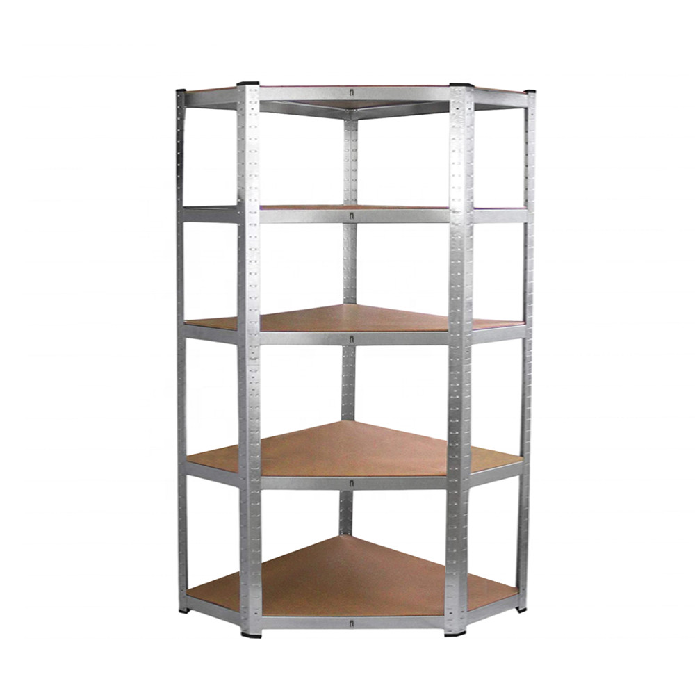 Raft de colț metalic Leziter heavy-duty, 5 polițe, 180x70x40-40 cm, crom