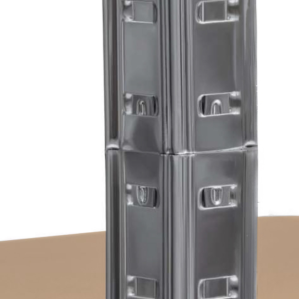 Raft de colț metalic Leziter heavy-duty, 5 polițe, 180x70x40-40 cm, crom