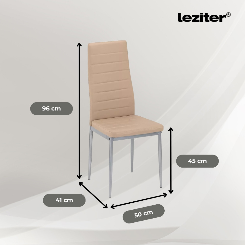 Set masă dining Leziter Renton 4+1, bej-gri, blat piatră sinterizată