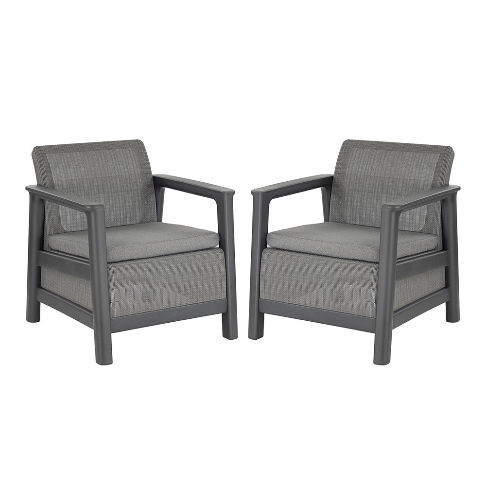 Set 2 fotolii de grădină Curver Scandi Linea Duo, grafit-gri rece