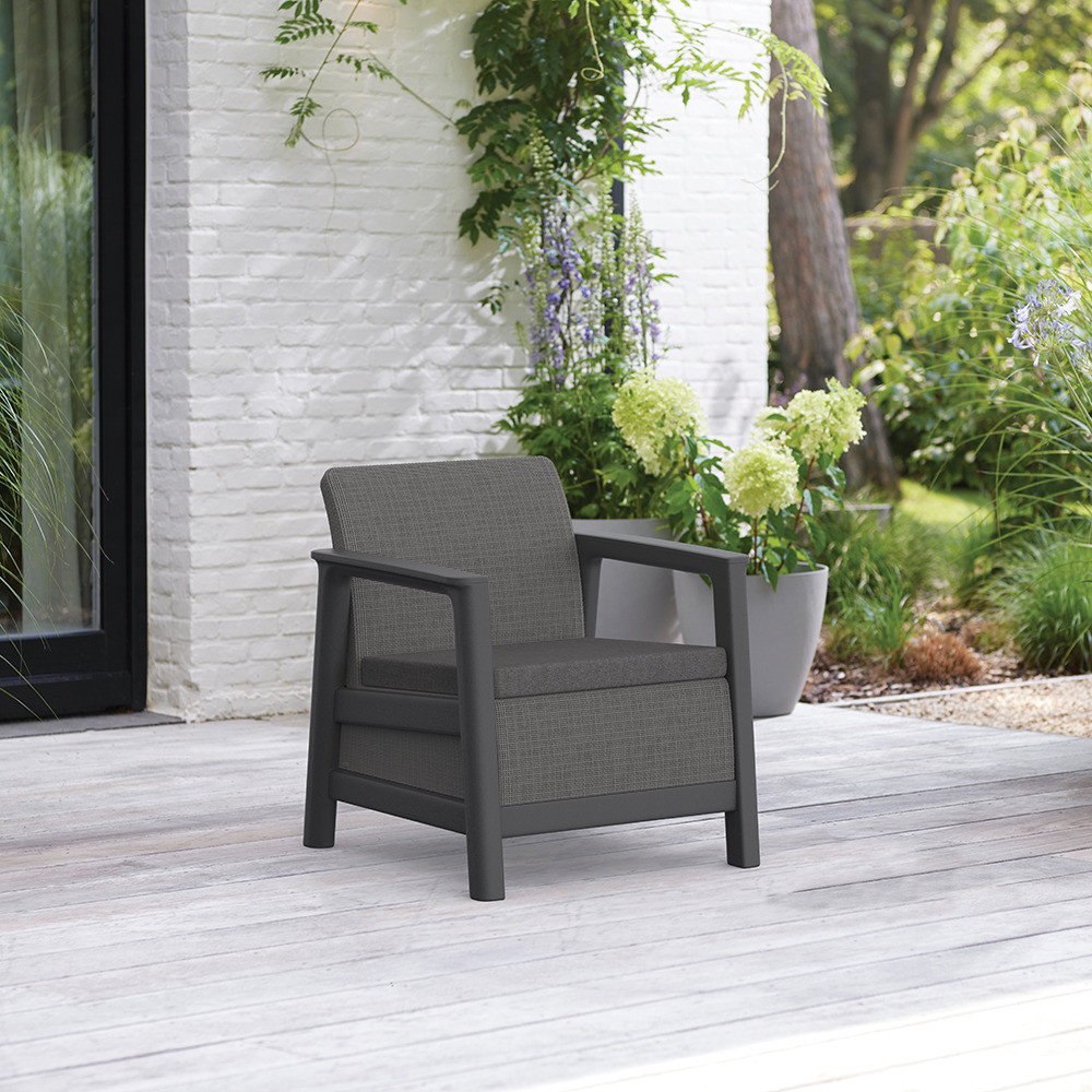 Set 2 fotolii de grădină Curver Scandi Linea Duo, grafit-gri rece