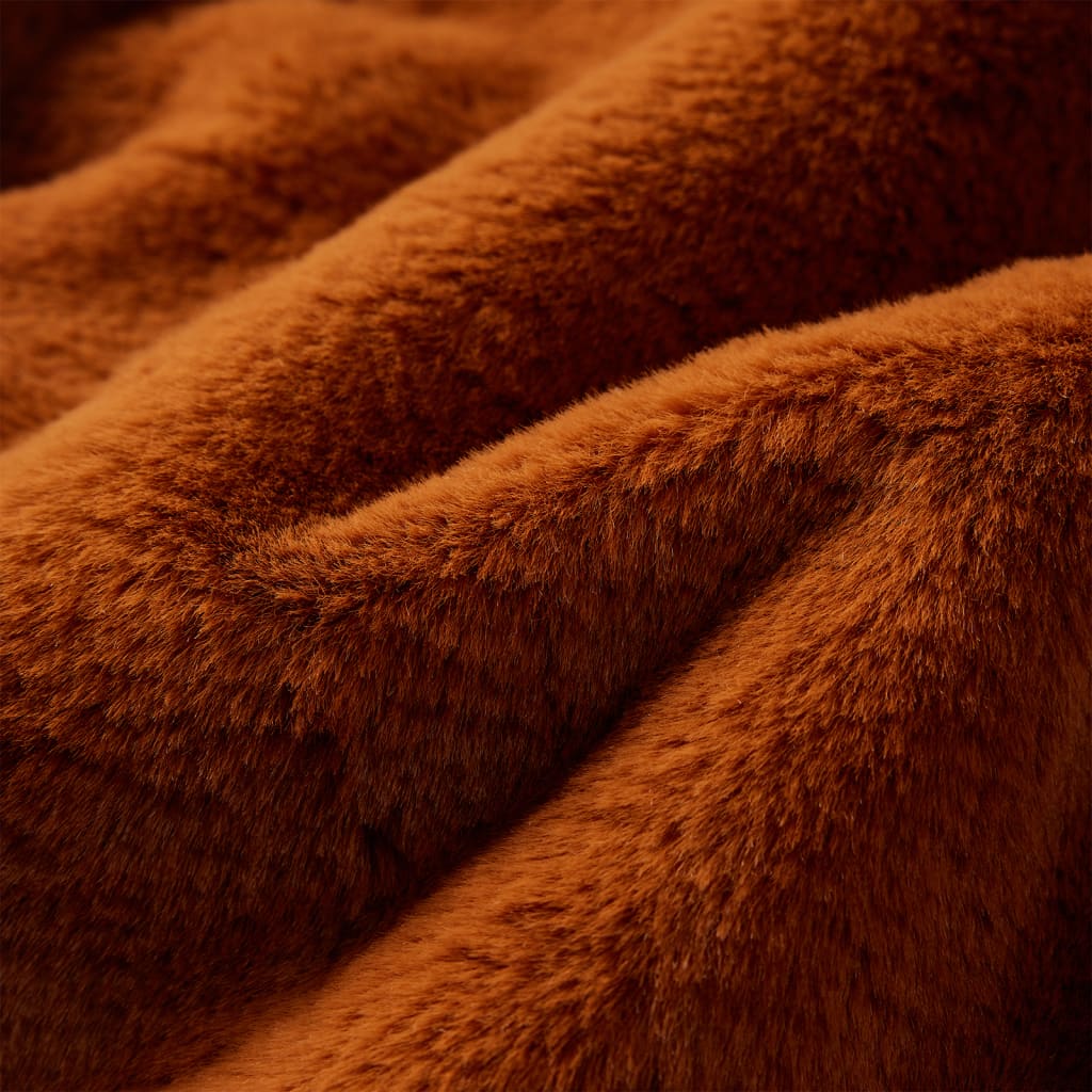 Jachetă cu glugă pentru copii, blană artificială, coniac, 128 GartenMobel Dekor