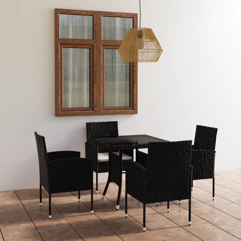 Set mobilier de grădină, 5 piese, negru, poliratan GartenMobel Dekor