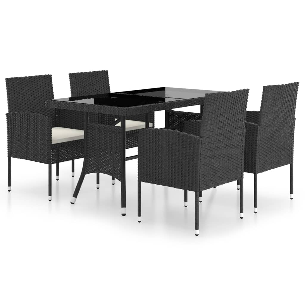 Set mobilier de grădină, 5 piese, negru, poliratan GartenMobel Dekor