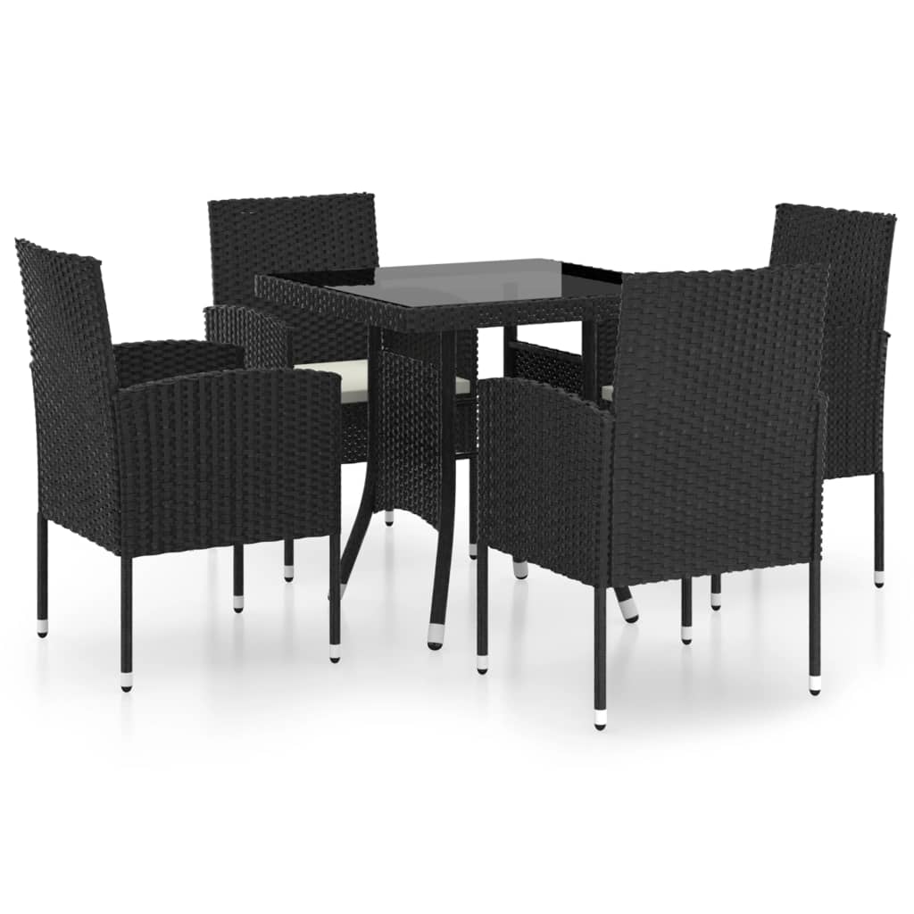 Set mobilier de grădină, 5 piese, negru, poliratan GartenMobel Dekor
