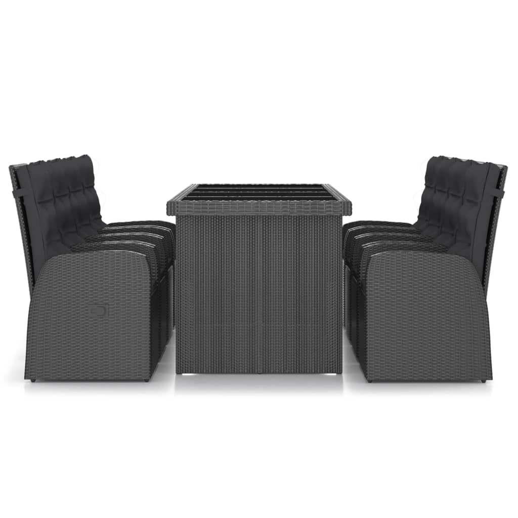 Set mobilier de grădină cu perne, 9 piese, negru, poliratan GartenMobel Dekor