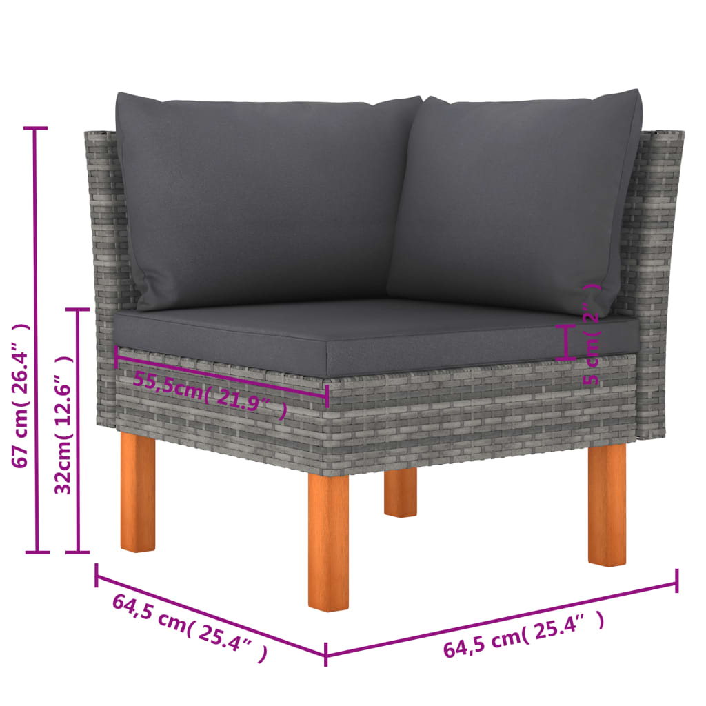 Set mobilier de grădină cu perne, 6 piese, gri, poliratan GartenMobel Dekor