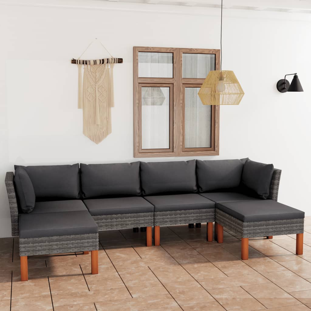 Set mobilier de grădină cu perne, 6 piese, gri, poliratan GartenMobel Dekor