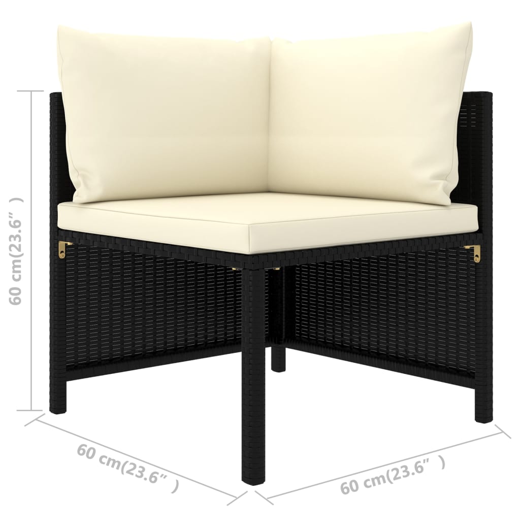 Set mobilier de grădină cu perne, 10 piese, negru, poliratan GartenMobel Dekor