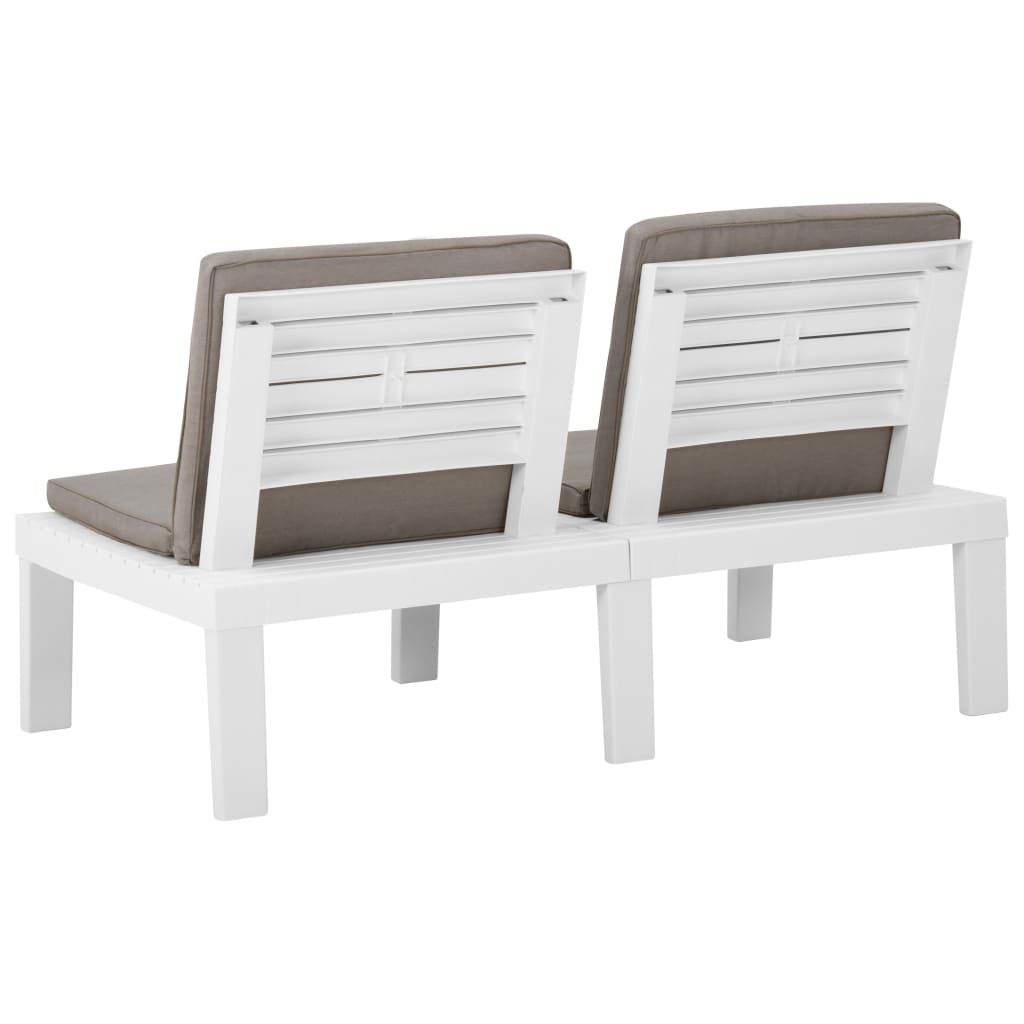 Set mobilier de grădină cu perne, 3 piese, alb, plastic GartenMobel Dekor