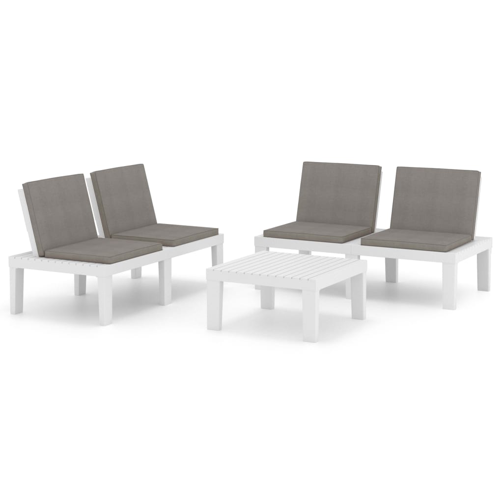 Set mobilier de grădină cu perne, 3 piese, alb, plastic GartenMobel Dekor