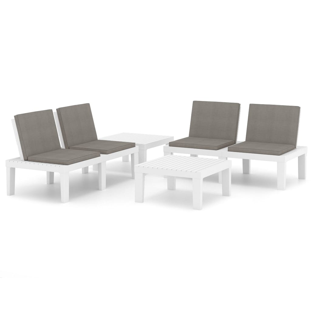 Set mobilier de grădină cu perne, 4 piese, alb, plastic GartenMobel Dekor