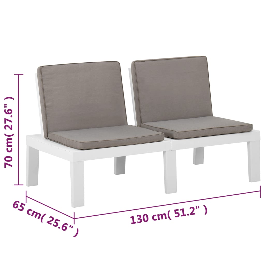 Set mobilier de grădină cu perne, 4 piese, alb, plastic GartenMobel Dekor