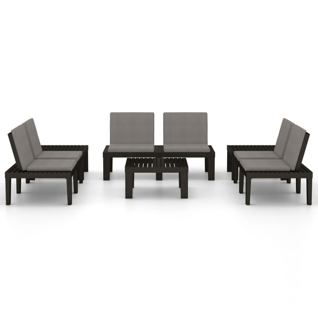 Set mobilier de grădină cu perne, 6 piese, gri, plastic GartenMobel Dekor