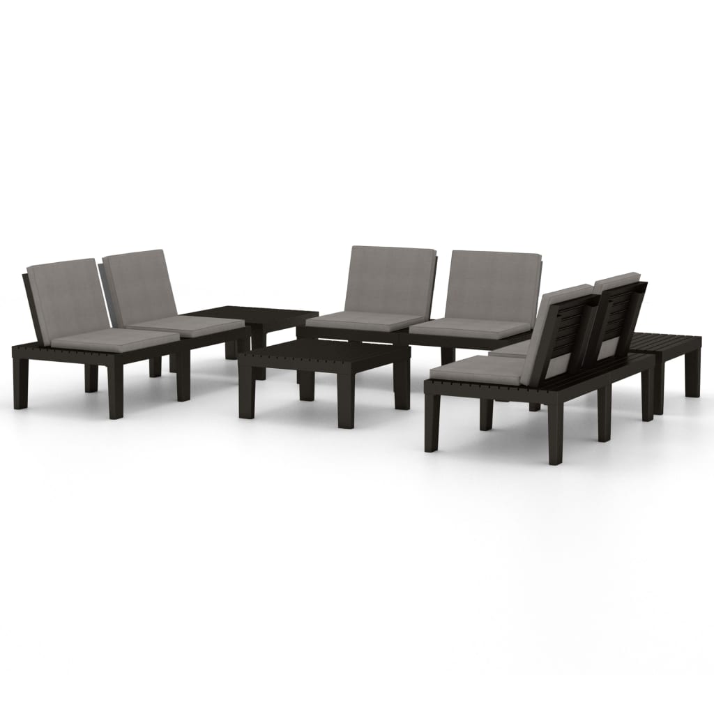 Set mobilier de grădină cu perne, 6 piese, gri, plastic GartenMobel Dekor