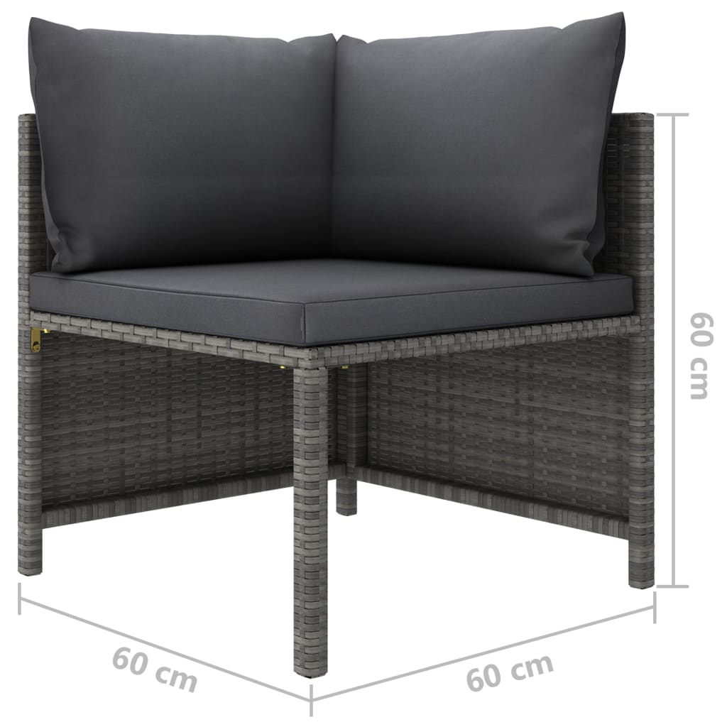 Set mobilier de grădină cu perne, 6 piese, gri, poliratan GartenMobel Dekor