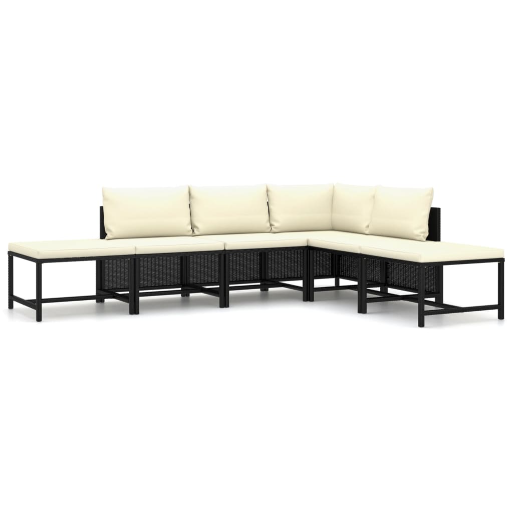 Set mobilier de grădină cu perne, 6 piese, negru, poliratan GartenMobel Dekor