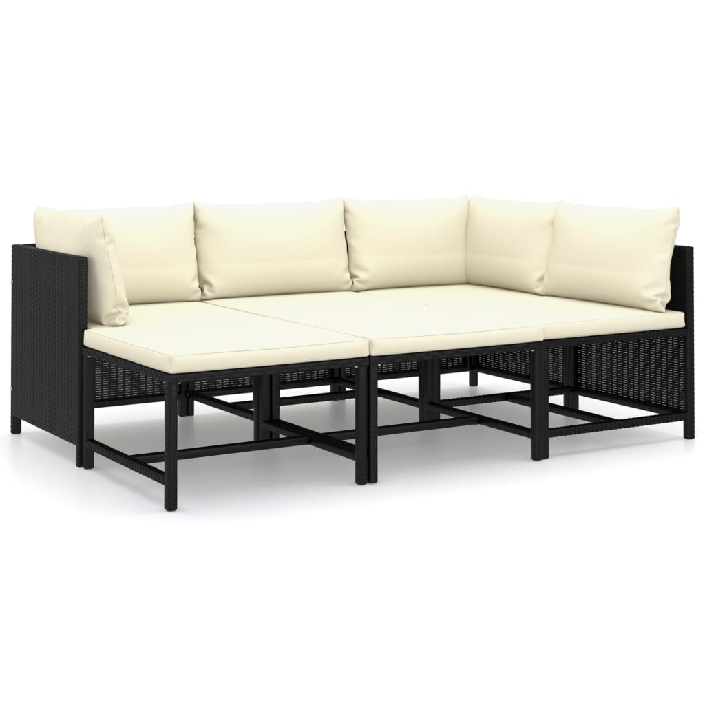 Set mobilier de grădină cu perne, 6 piese, negru, poliratan GartenMobel Dekor
