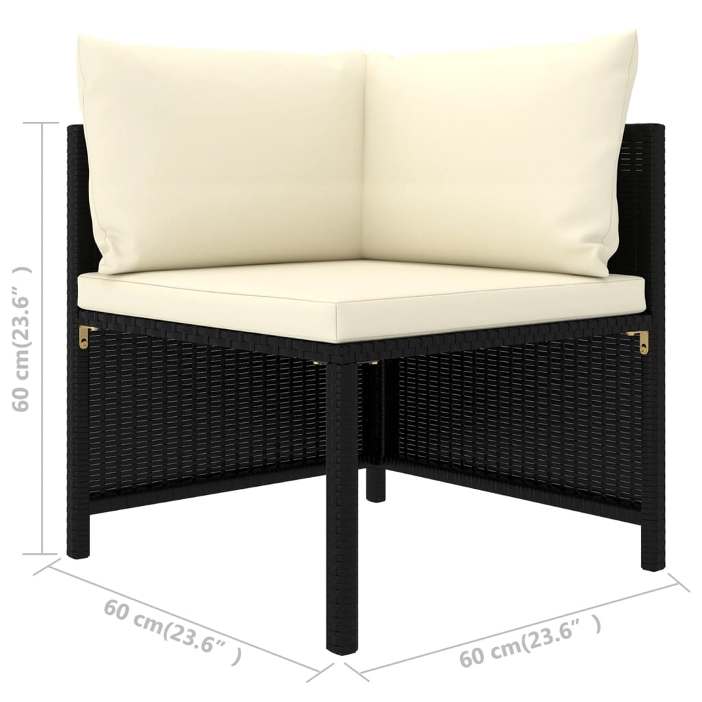 Set mobilier de grădină cu perne, 8 piese, negru, poliratan GartenMobel Dekor